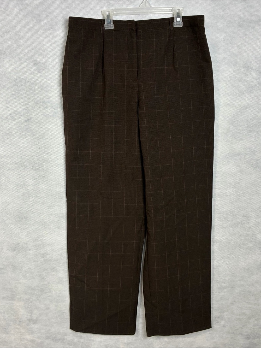 Vintage Y2k White Stag Brown Plaid Dress Pants Size 14 Wide Leg High Rise Flaw